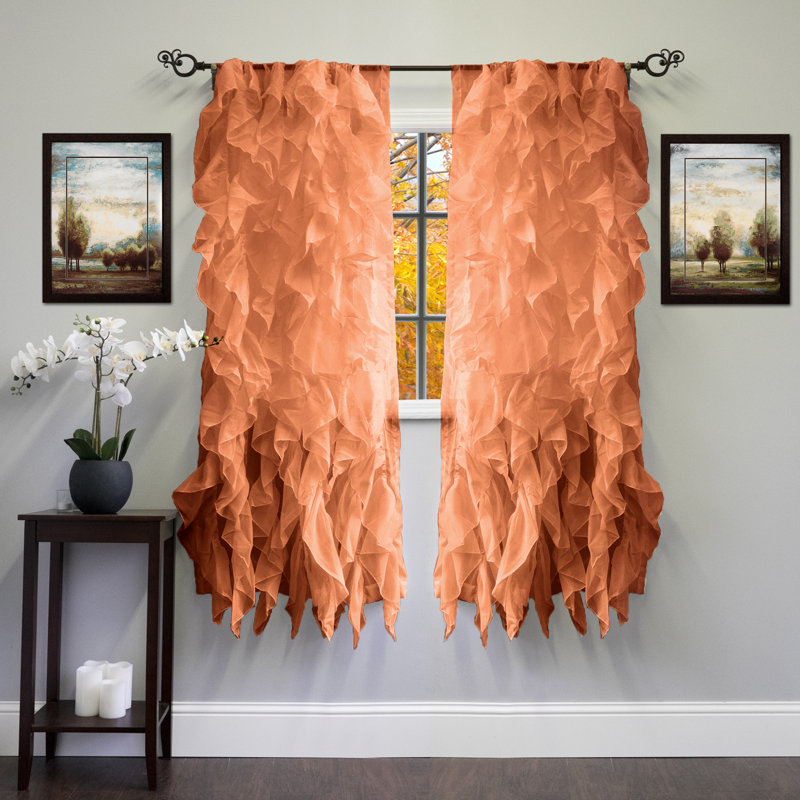 Fulda Semi Sheer Curtain Single Panel, 50" W x 63" L, Spice