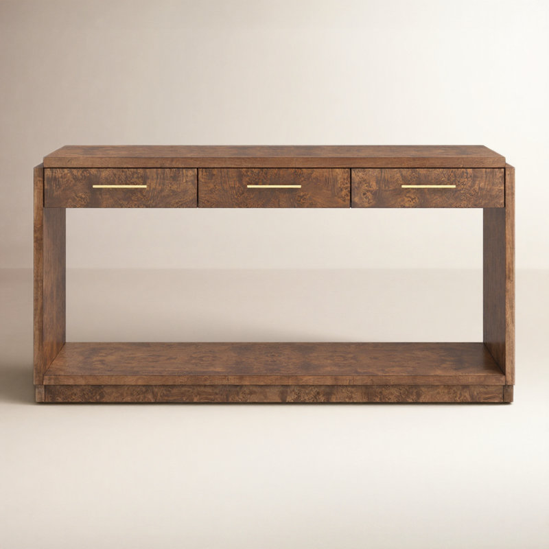 Kingston 60" Brown Rectangle 3 Drawers Solid Wood Console Table, Dark Brown