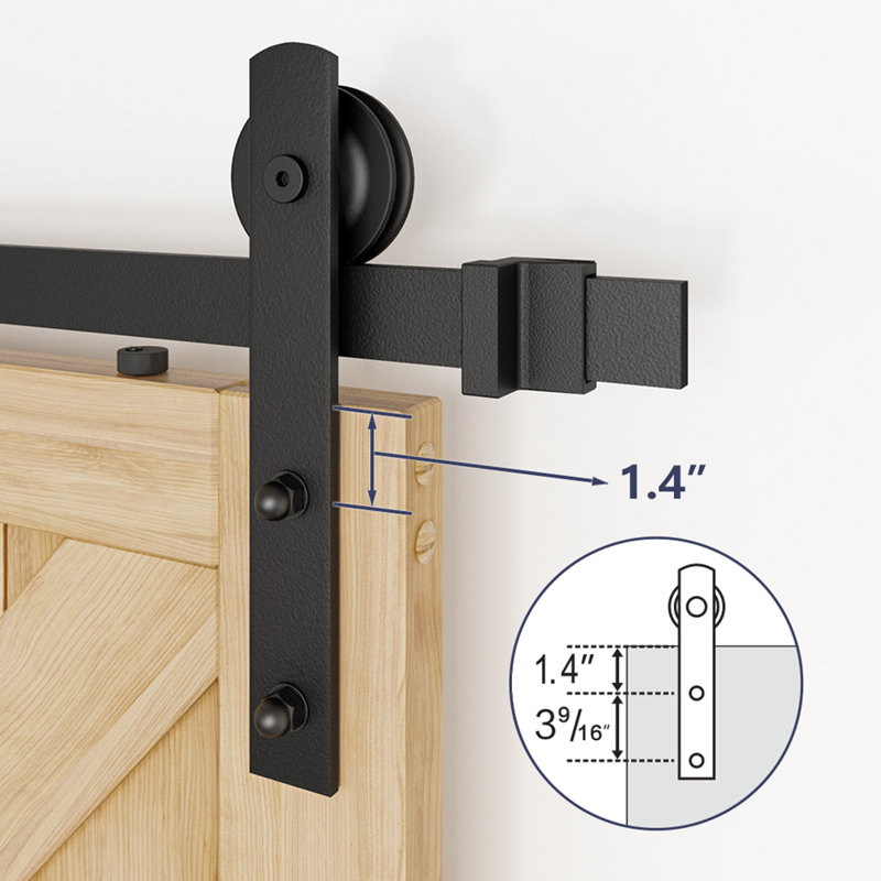 Black Steel Double Door Barn Door Hardware Kit Standard Double, 144"