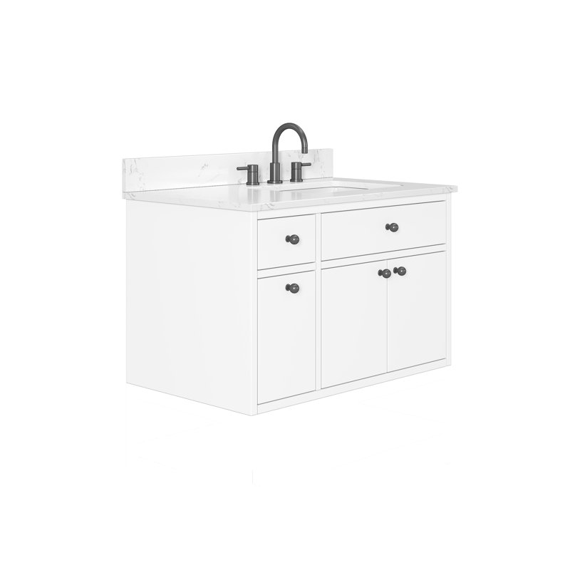 Avanity Paisley 36 in. Vanity Combo in Everglade Green finish with Cala White Engineered Top, White
