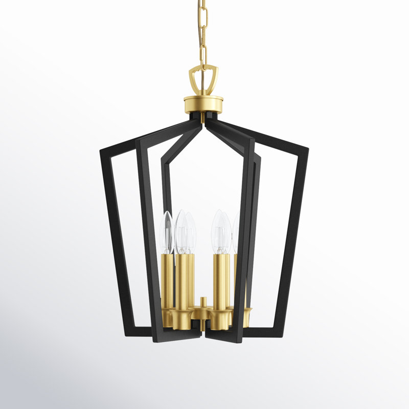 Lustre géométrique en acier 6 lumières Bowen, Zinc vieilli / laiton satiné