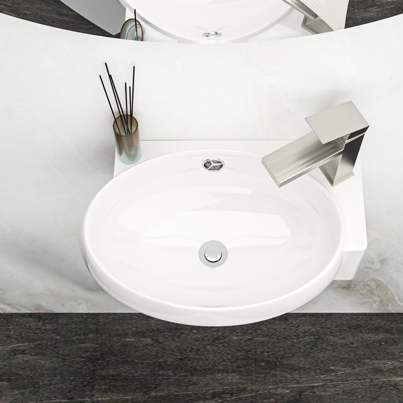 Wall Mounted Ceramic Bathroom Sink, 16X11 Inch, White, Stain , Easy To Clean Surface Modern Mounted, Basin
