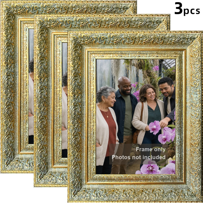 Cadre photo mural 3 pièces 5 "x 7" doré antique pour cadeaux de fête des Mères