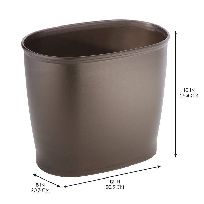 iDesign Small Oval Plastic Bathroom Trash Can - Set of 2 - Bronze