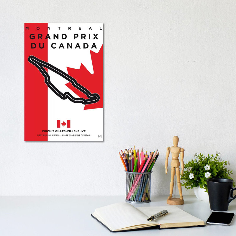 F1 Gilles Villeneuve Race Track Minimal Poster - Wrapped Canvas Print, 20.32 cm H x 30.48 cm W