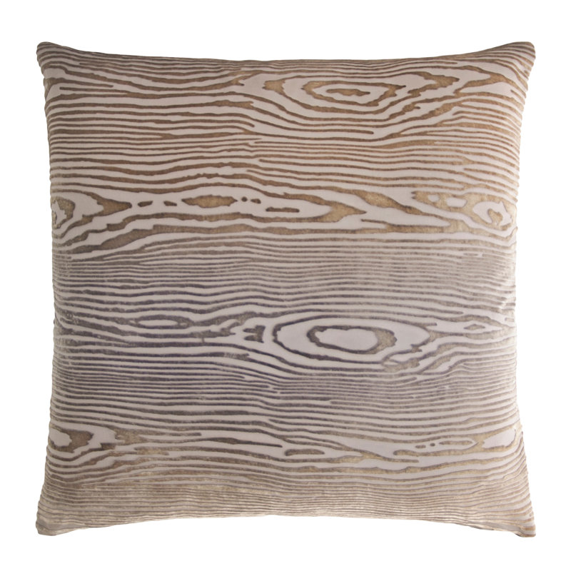 Woodgrain Rectangle Velvet Pillow Cover & Insert, Square 18"H x 18"W, Latte