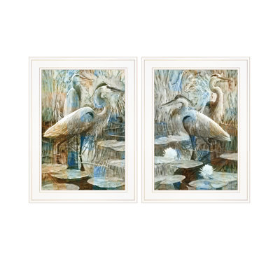Art mural encadré 2 pièces Marsh Herons I & Sea II par Stellar Design Studio