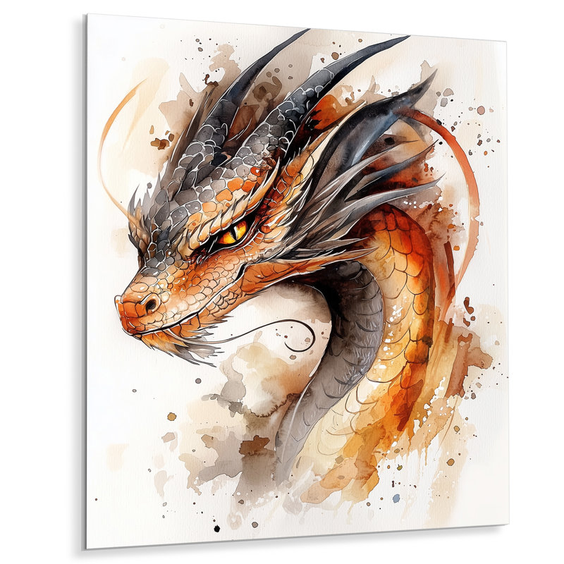 Fury Dragon Portrait II - Dragons, impression murale sur métal, H 32 po x l 16 po