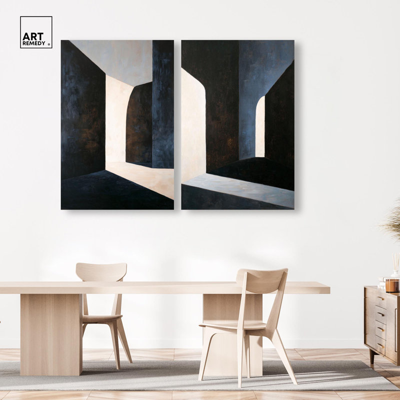 Inevitable Encounters Diptych Canvas Print Brown Wall Art Set by Art Remedy, Black Frame, 10 x 15, H 54 po x l 36 po