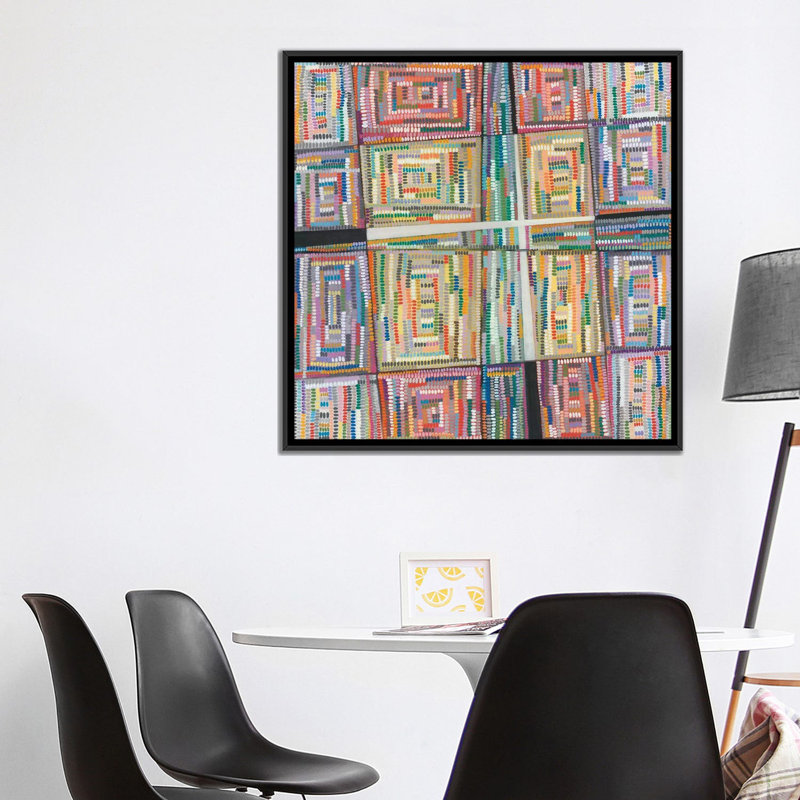 « dot pattern », impression sur toile, H 18 po x l 18 po x P 1,5 po, Toile avec cadre flottant noir, Pas de tapis