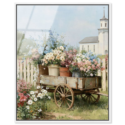 Floral Wagon I, impression sur acrylique, art de salon rétro par