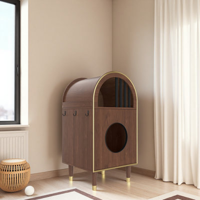 Cat Litter Box Enclosure , 2-In-1 Condo Cat Bed, Cat Shelter Furniture With Two-Level Cozy Haven For 2 Cats, Cute Kitty Condo For Sleeping, Luxury Cat House& Furniture