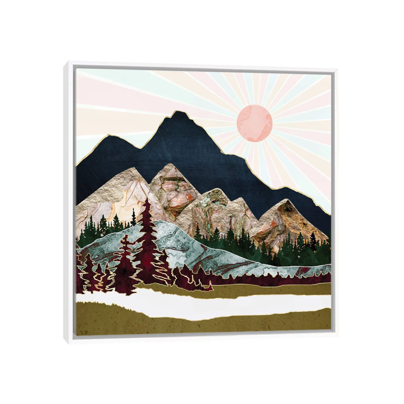 Retro Autumn Vista - impression d'art graphique, 26" H x 26" W x 1.5" D, White Framed Canvas, Aucun mat