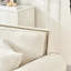 Canapé en chenille 3 places beige 86 po avec accoudoirs roulés, pieds en bois et garniture cloutée, rembourré de mousse, structure en pin, moderne incurvé, 86 po, beige, canapé, pieds, revêtement, mousse haute densité, structure solide