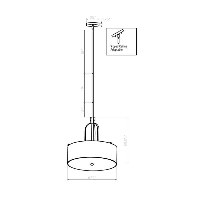 Luminaire suspendu tambour simple à 3 lumières Denalia, Bronze antique