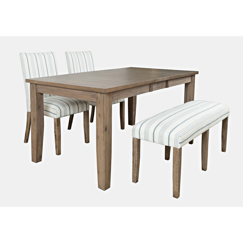 Fergerson Extendable Four Leg Dining Set, 4 Pieces: Table, 3 Chairs