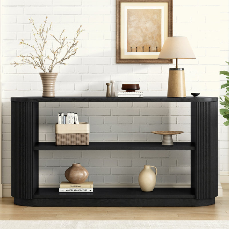 Mirod Modern Entryway Console Table - Slim Sofa Table With Open Shelf & Elegant Wood Grain, Multi-Functional Hallway Table For Living Room