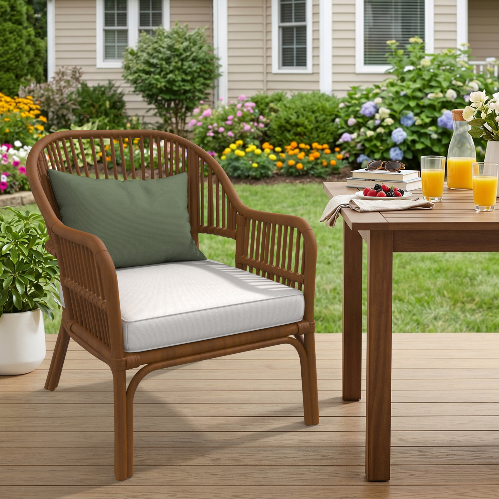 Amala Outdoor Sunbrella® Dining Seat Cushion, Sunbrella® Canvas Natural