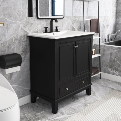 Myesheia 30'' Single Bathroom Vanity with Ceramic Top