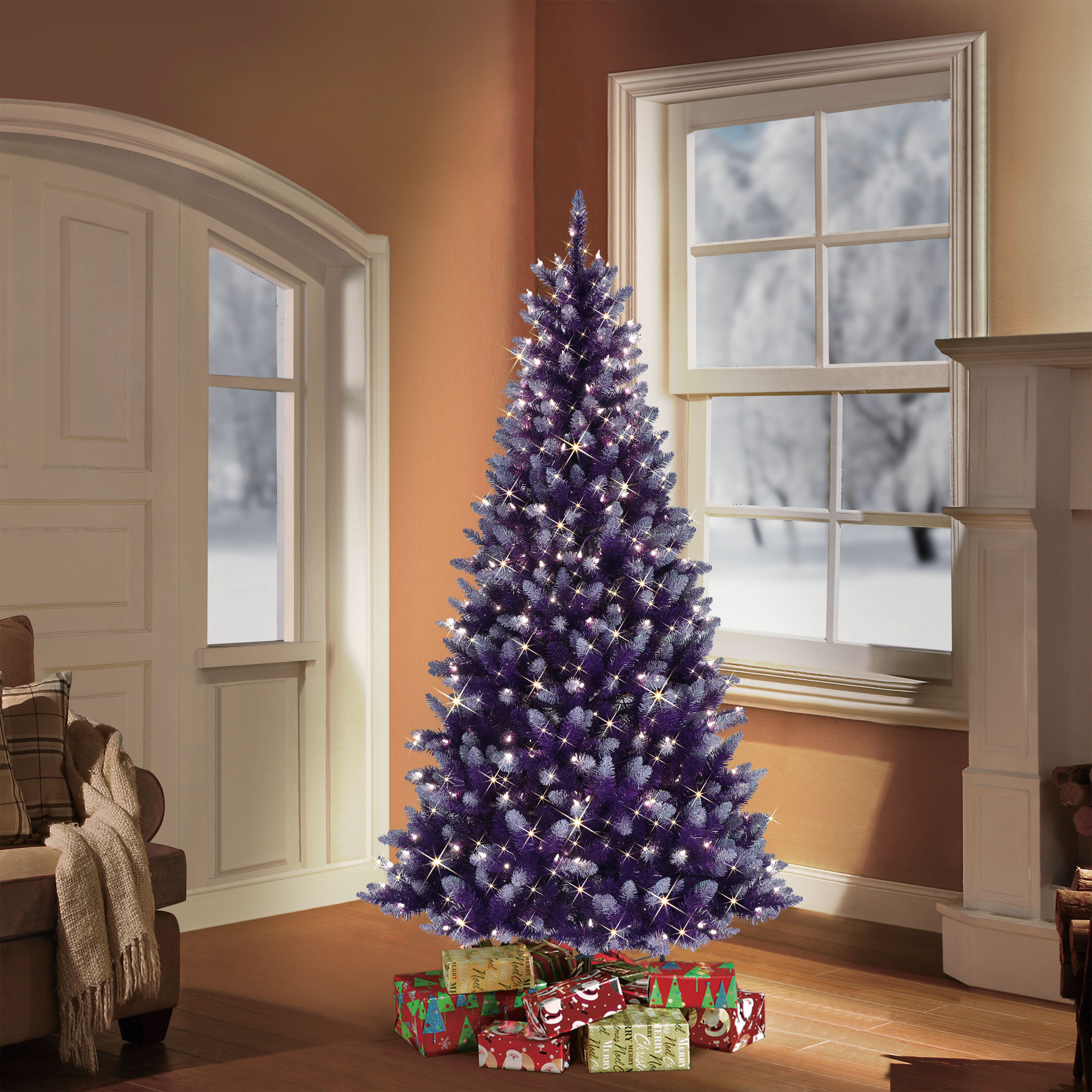 5D Diamond Painting Purple and Gold Christmas Tree Kit - Bonanza Marketplace
