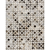 Flora Cowhide Geometric Area Rug in Ivory/Brown