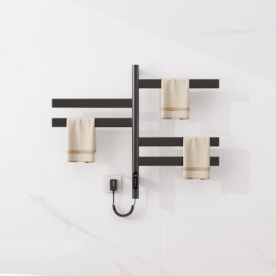 Heated Towel Racks For Bathroom, 180° Rotating Wall Mounted Towel Warmer With Built-in Timer, WiFi Accessible, Support Voice Control