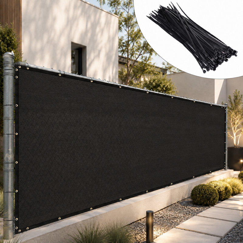 Pare-brise pour intimité avec fixations et œillets Amgo Fence, Blanc, H 4 pi x l 25 pi