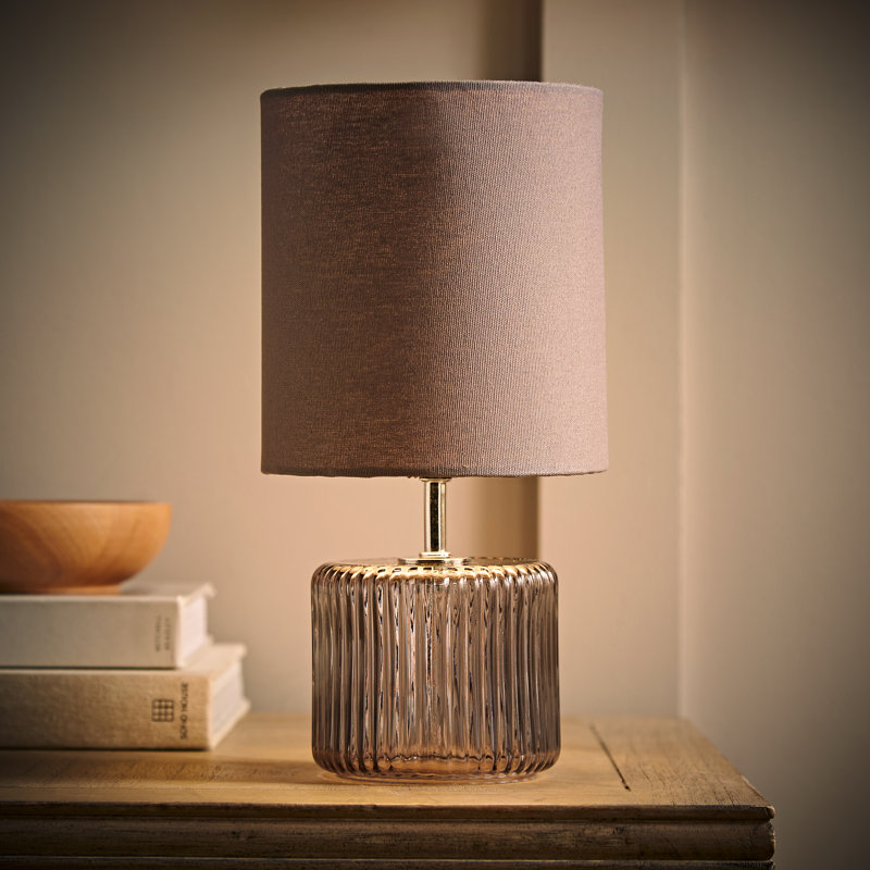 Rokiatou Glass Table Lamp, Grey Smoke Base/Grey Shade