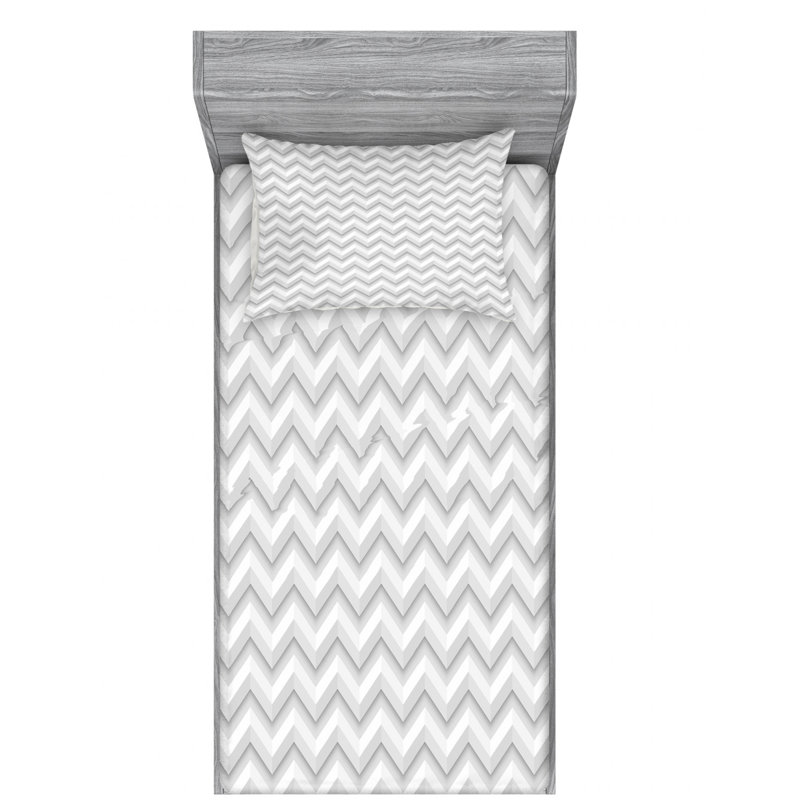 Twin Extra Long White Chevron Microfiber Sheet Set