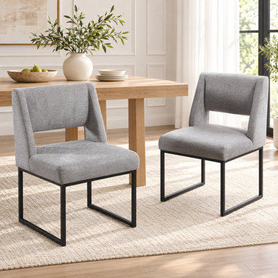 Markque 18.3" H Linen Upholstered Sled Base Side Chair with Metal Frame