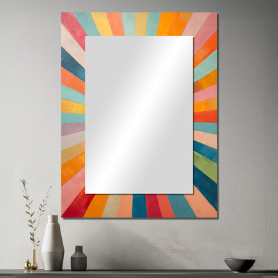Colorful Mid Century Optical Serenade I - Large Wall Mirror On Metal