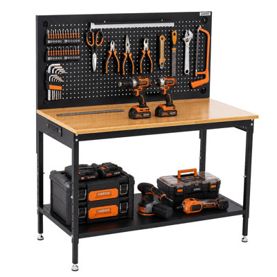 48x24 Adjustable Workbench with Pegboard, Storage Shelf & Power Strip – 2000 lb Capacity