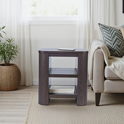 Table de bout avec rangement ouvert et coins arrondis Janzen - Espresso