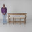Clintwood French Country Style Storage Console Table and Stool Set