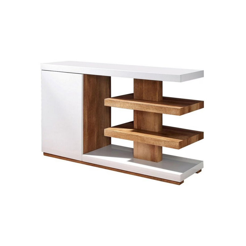 Table de canapé contemporaine l 47 po, ton blanc / naturel