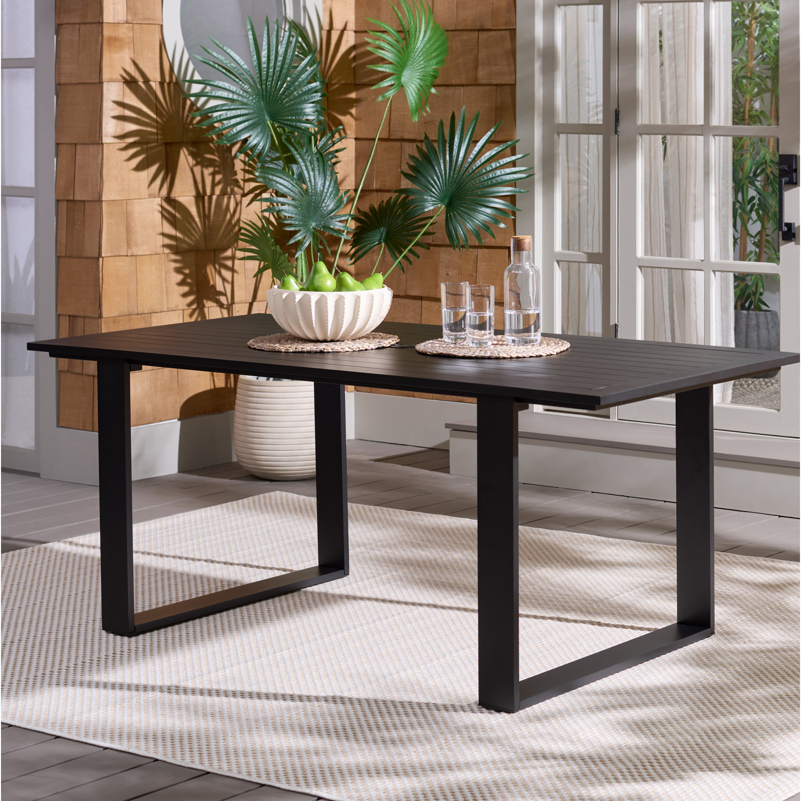 Dwyer 34" Patio Dining Table, Black