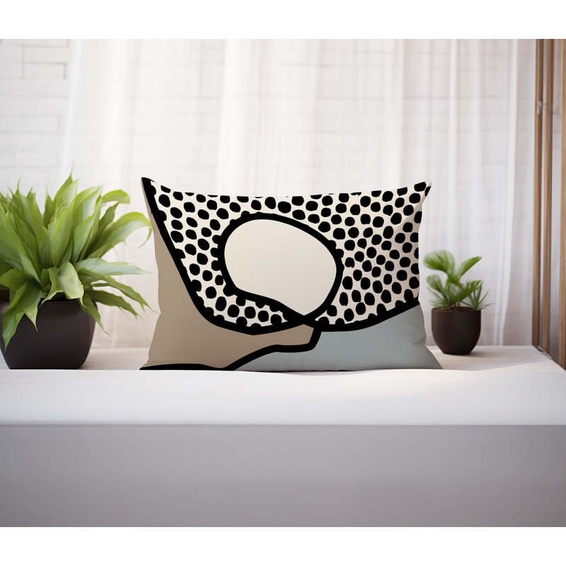 Coussin lombaire réversible intérieur / extérieur Jai Abstract, H 14 po x l 20 po, Gris