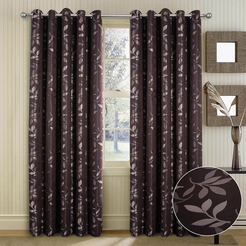 Aonghas Room Darkening Curtain Pair, Brown, 165cm Width x 229cm Drop