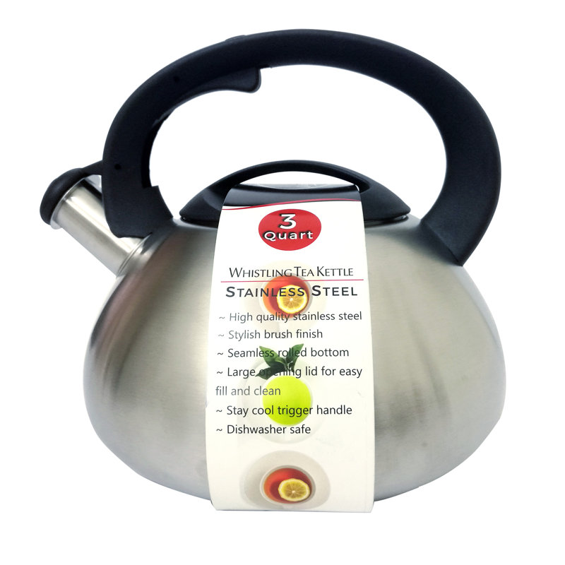 Culinary Edge 3 Quarts Stainless Steel (18/0) Whistling Stovetop Tea Kettle