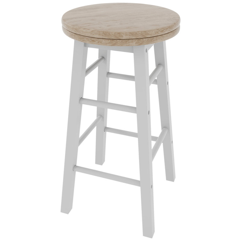Swivel Solid Wood Counter Stool, Oak/White