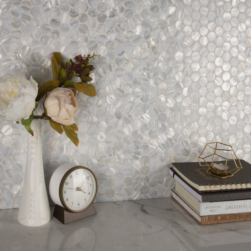 Conchella Penny White 11-1/4" x 11-5/8" Natural Shell Mosaic Tile