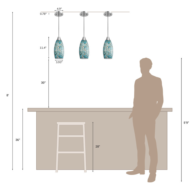 Anamta 1 - Light Single Teardrop Pendant, Turquoise Marble