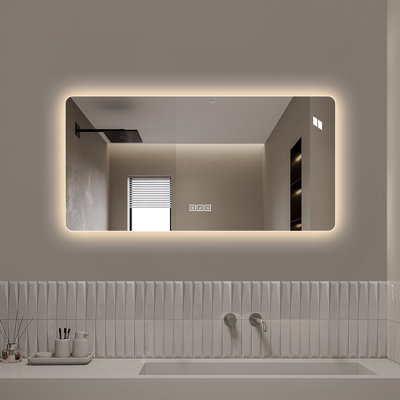 Ariaana 48'' x 24'' Frameless LED Bathroom Mirror with Anti-Fog & Tri-Color Lighting – Wall Mounted