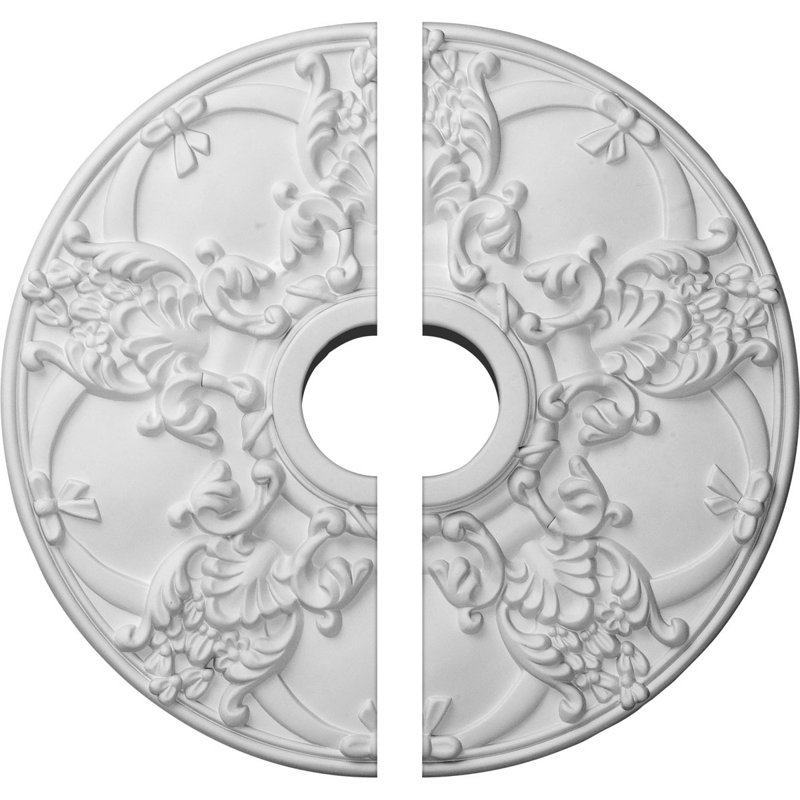 Endurathane Norwich Ceiling Medallion, 18"OD x 3 1/2"ID x 1 3/8"P (Fits Canopies up to 4 1/2"), Two Piece, Factory Primed
