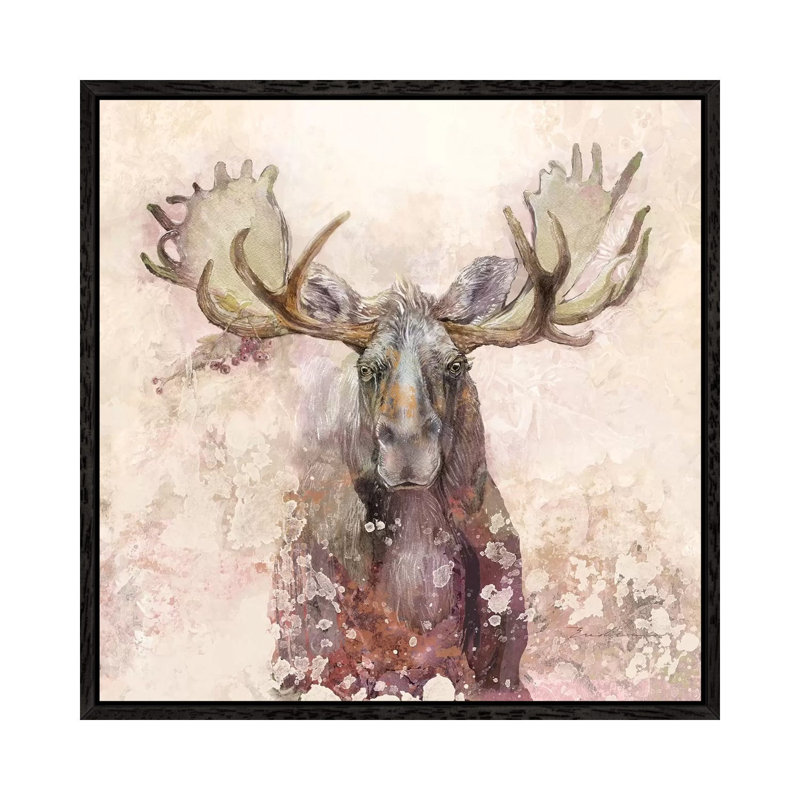 Moose 1 Piece Painting on Canvas, 45.72cm H x 45.72cm W x 3.81cm D, Black Floater Framed