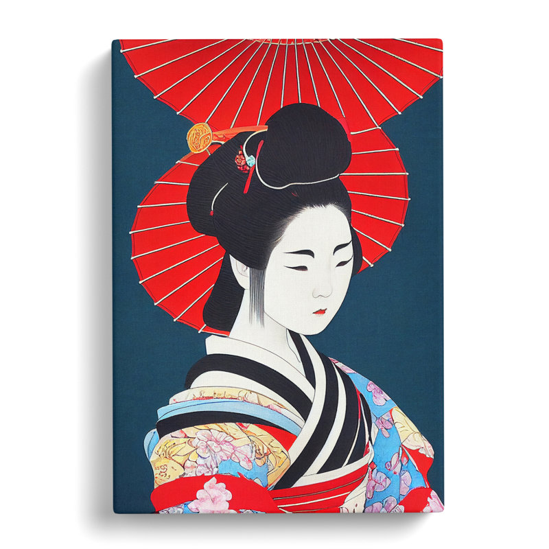 Traditional Geisha No.3 - Wall Art, Wrapped Canvas, 50cm H x 35cm W, No Matte