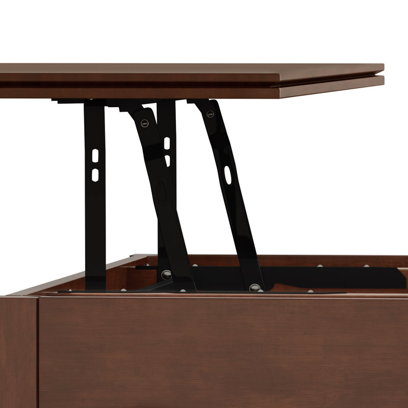 Russet Brown Solid Wood Lift-Top Coffee Table with Storage