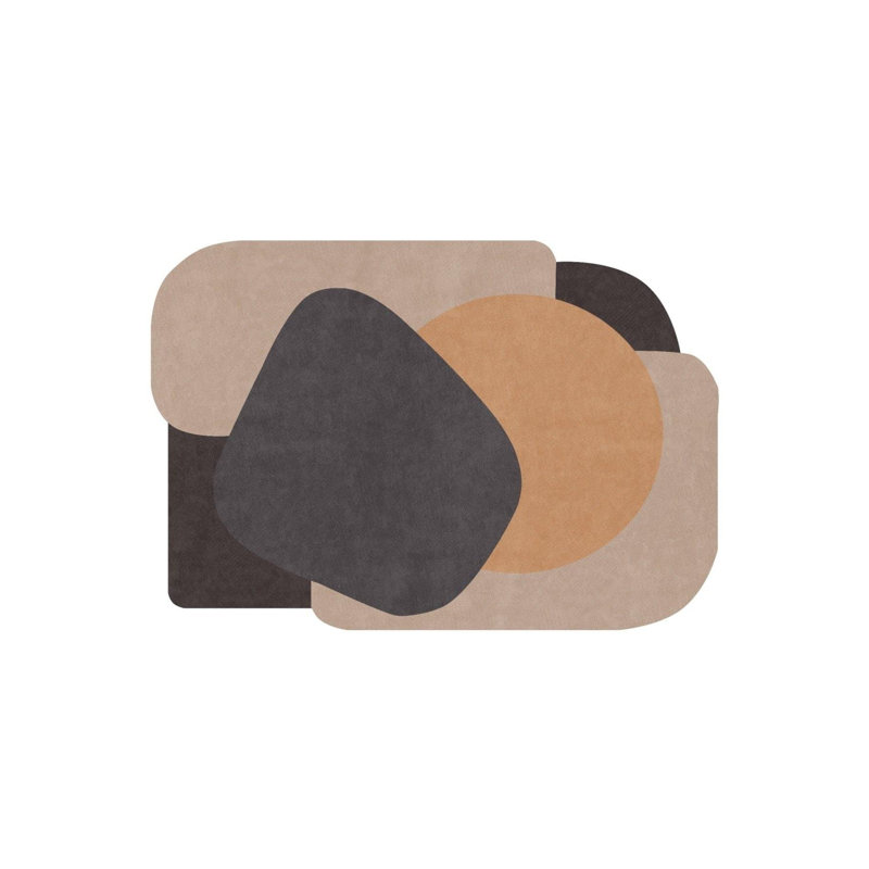 Khairo Brown Abstract Digital Print Cotton Polyester Non-Slip Area Rug, Tapis de couloir 2 pi 7 po x 6 pi 7 po