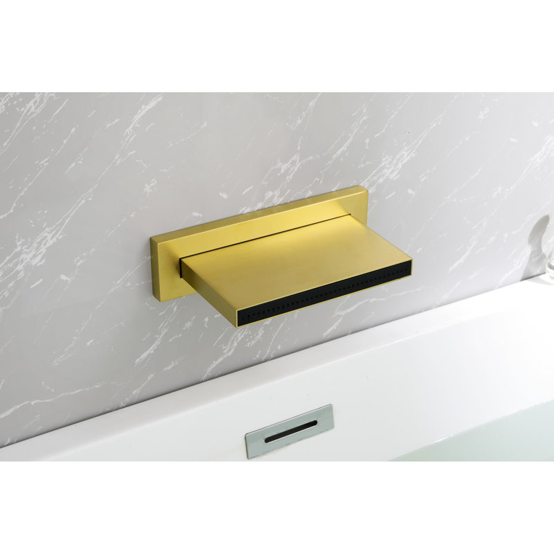 Robinet de lavabo de salle de bain à haut débit - Bec de remplissage mural en acier inoxydable à finition dorée pour débit, Golden