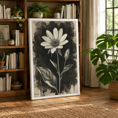 Single Daisy Bloom Botanical - Wrapped Canvas